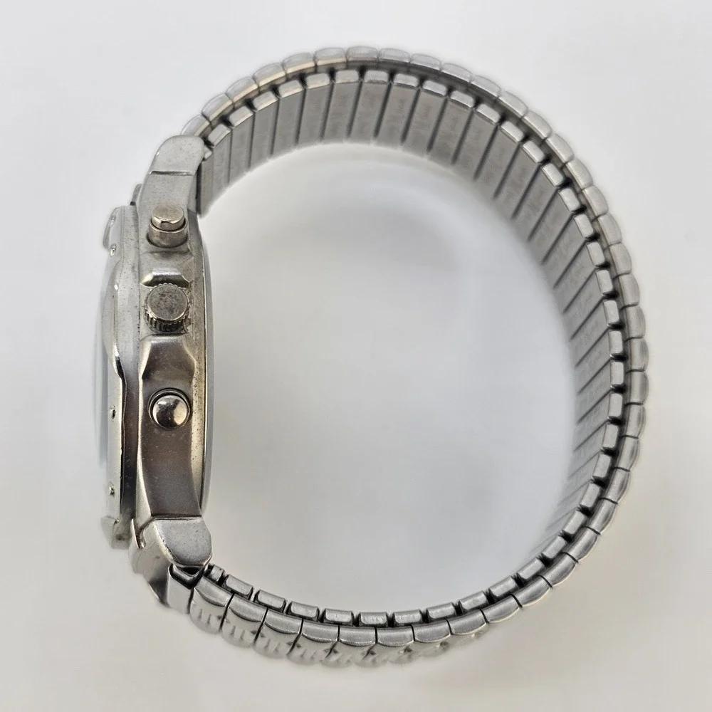 Men's Analog Watch 40MM Black Dial Grray Expandable Bracelet Band 7